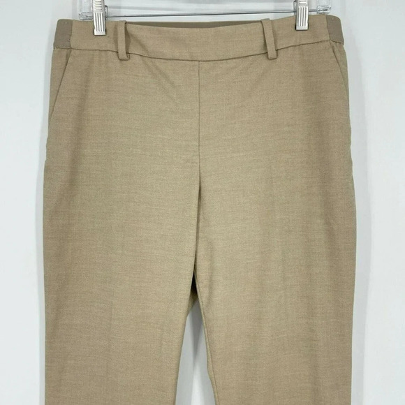 H&M Dress Pants Women's Sz 12 High-Rise Side Zip Mid Rise Straight Khaki Brown - Picture 3 of 7